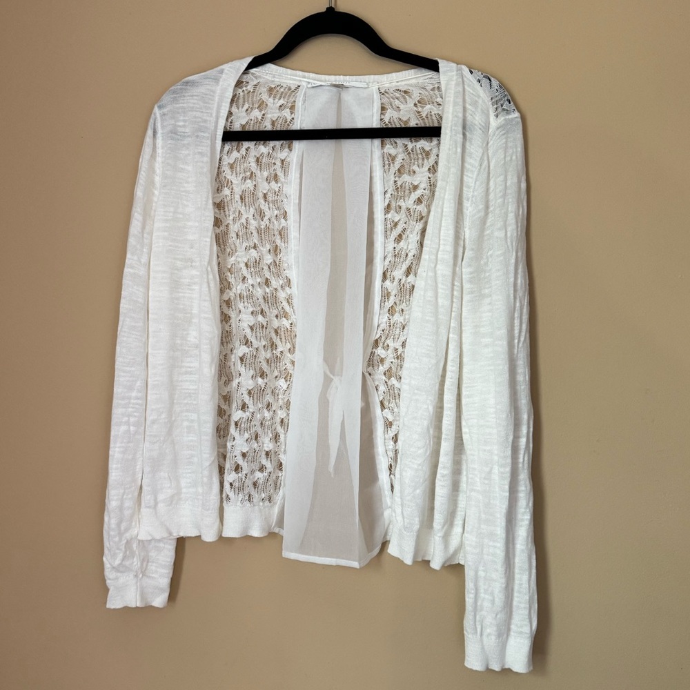 Lauren Conrad White Tie Back Cardigan